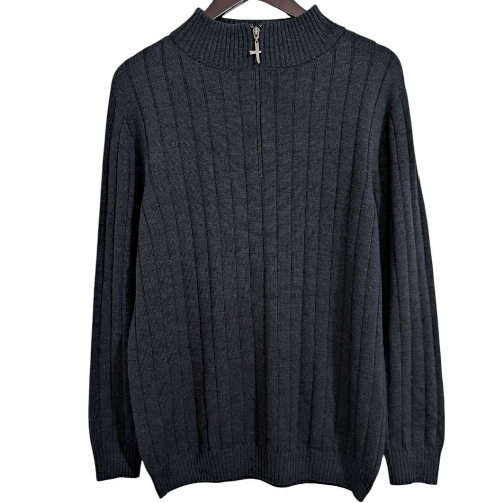 Untouched World Finn Merino Zip Sweater Dark Navy - Size M - Made in New Zealand